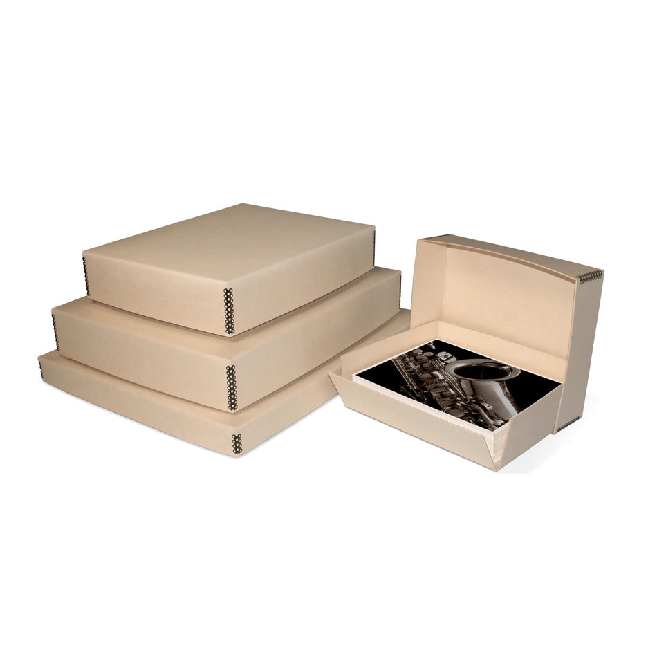 Print File Archival TDF9123 Drop-Front Metal Edge Storage Box - 9 x 12 x 3" (Tan)-Metal Edge Boxes Tan Drop Front-Kudos Cameras