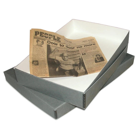 Print File N22152 Newspaper Storage Box-Grey/White 15x22x2-Newspaper Storage-Print File