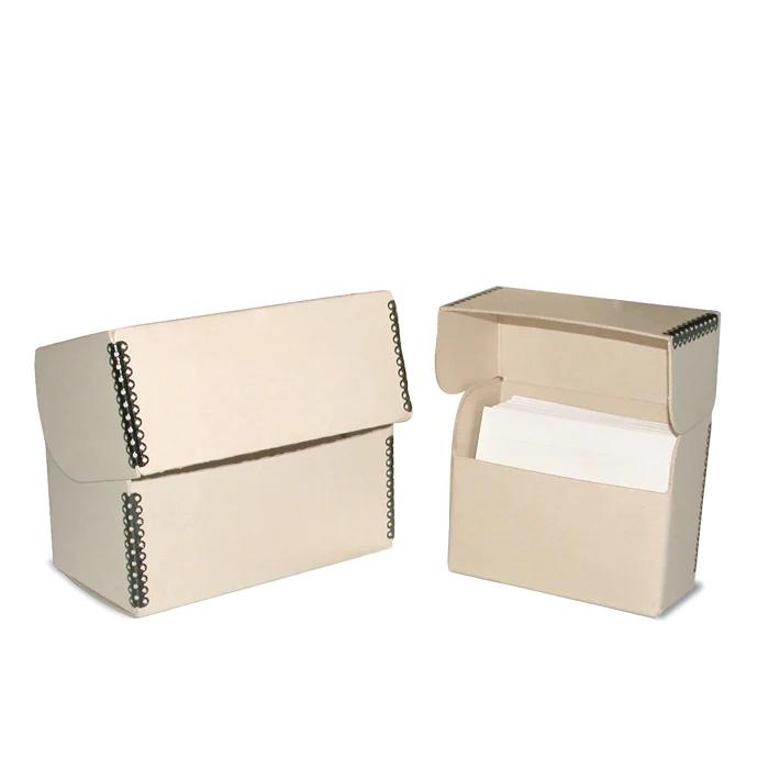 Print File NP-FLIPBOX57 Flip-Top Metal Edge Photo Storage Box-Tan 7-1/2x5-3/4x4-1/2-Photo Storage Boxes & Envelopes-Print File