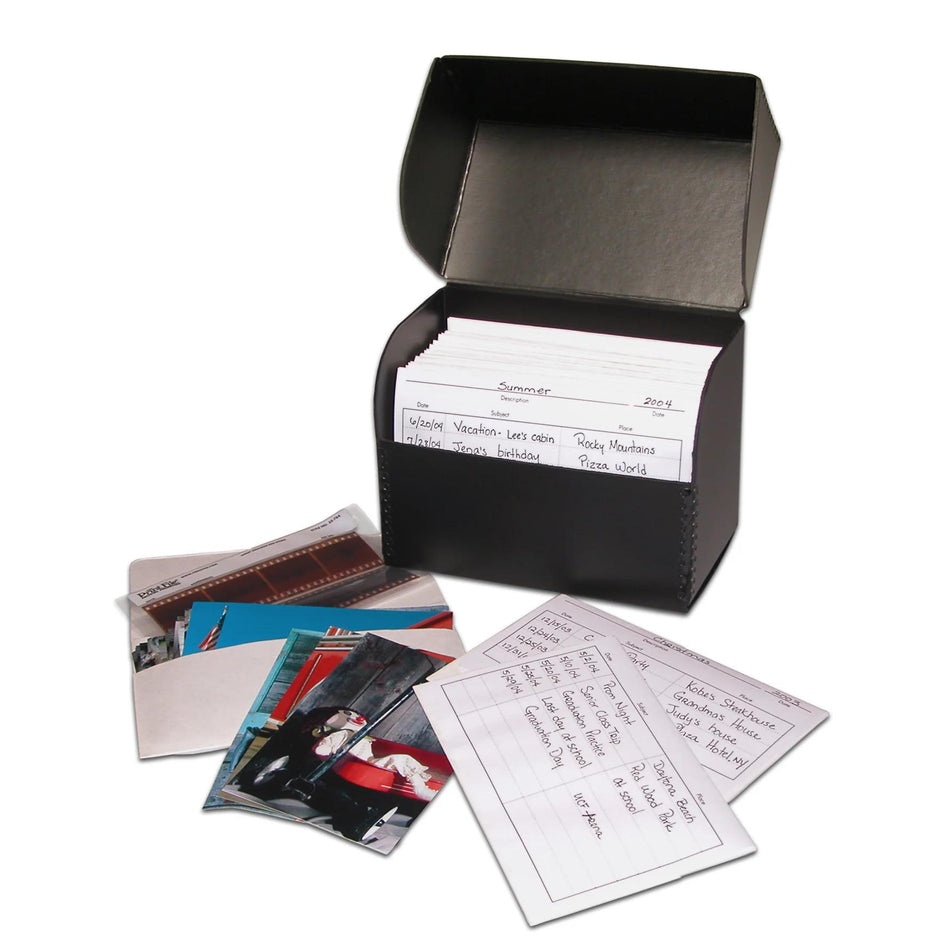 Print File PH-FLIPBOX Flip-Top Metal Edge Photo Storage Box-Black 7-1/2x5-3/4x4-1/2-Photo Storage Boxes & Envelopes-Print File
