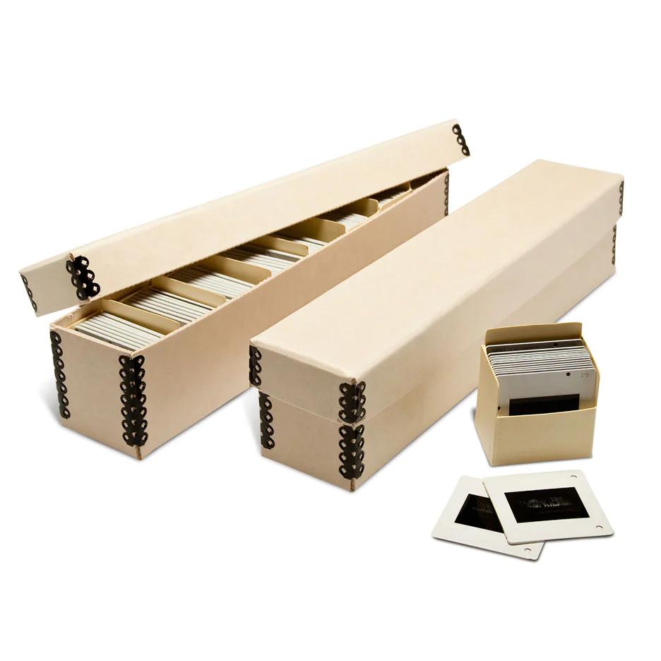 Print File SB1122 Tan Slide Box with 8 Slide Bins 11-3/8x2x2-3/8-Slide Storage-Print File