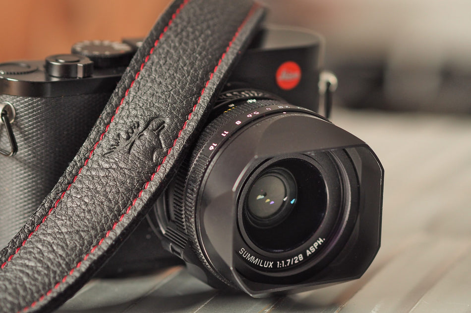 Eddycam 33mm Camera Strap  black seam red