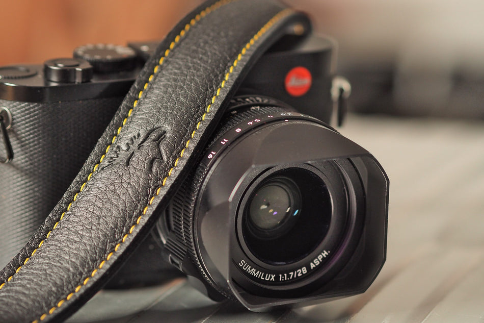 Eddycam 33mm Camera Strap  black seam yellow