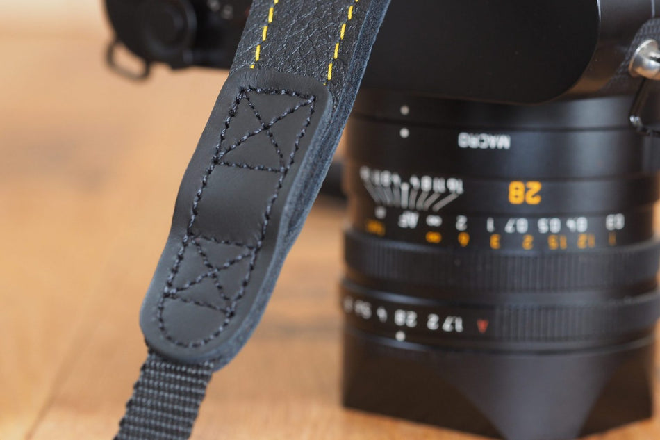 Eddycam 33mm Camera Strap  black seam yellow