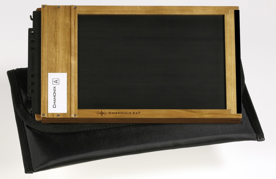 CHAMONIX FH057WP Film Holder 5x7 (Wooden) with Carbon Fibre Dark Slide - Wet Plate-Wet Plate Film Holders-CHAMONIX
