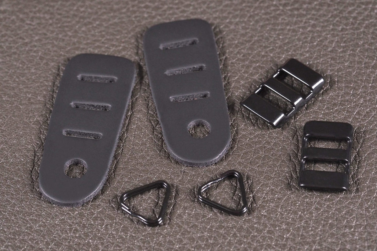 EDDYCAM Elk Leather Camera Protection - Black with Triangular Rings and Stainless Steel Clips (2 pack)-Camera Strap Accessory-Eddycam