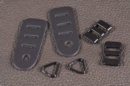 EDDYCAM Elk Leather Camera Protection - Black with Triangular Rings and Stainless Steel Clips (2 pack)-Camera Strap Accessory-Eddycam