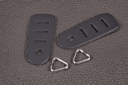 EDDYCAM Elk Leather Camera Protection Pads - Black with Chrome Triangular Rings (2 pack)-Camera Strap Accessory-Eddycam