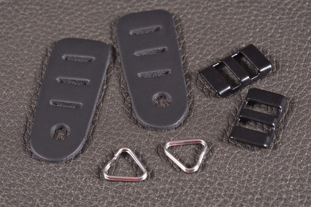 EDDYCAM Elk Leather Camera Protection Pads - Black with Chrome Triangular Rings and Black Stainless Steel Clips (2 pack)-Camera Strap Accessory-Eddycam