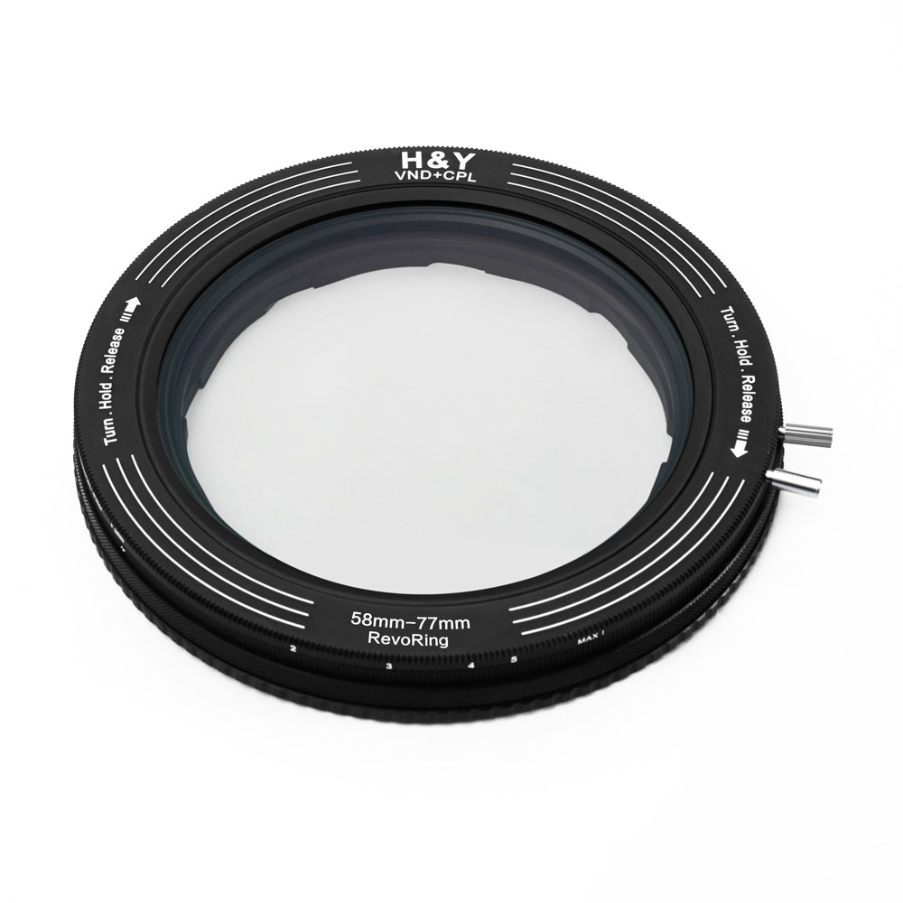H&Y Filters RevoRing Variable ND3-ND1000 & Circular Polarizer Filter (58-77mm)-Variable Lens Adapter VND+CPL Filter-Kudos Cameras