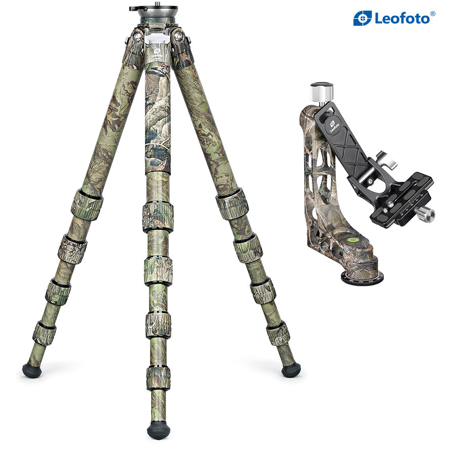 Leofoto LS-365CEX-CAM Ranger Levelling Base Series 5 Section Camouflaged Tripod with PG-1CAM Camouflaged Gimble Head