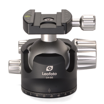 Leofoto LH-55 55mm Low Centre of Gravity Ball Head with QP-70N Plate