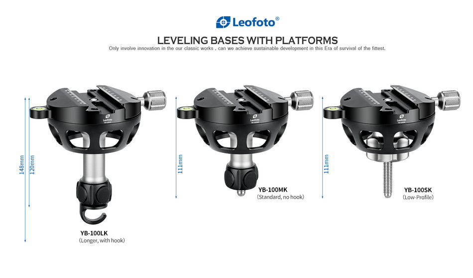 Leofoto YB-75SK Short Handle 75mm Levelling Base with Arca Swiss Clamp
